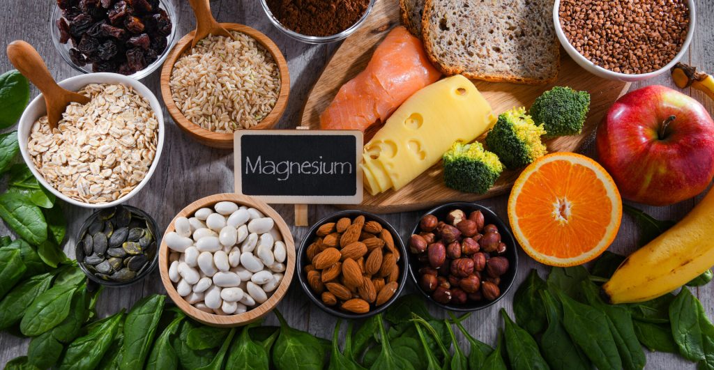 Composition with food products rich in magnesium.