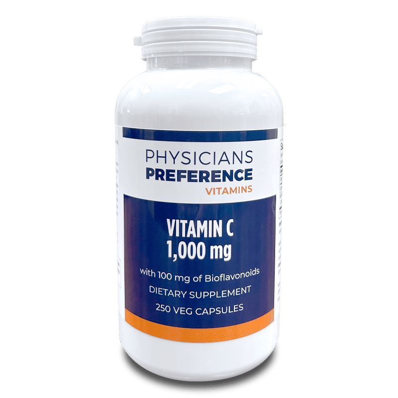 A bottle of vitamin c 1, 0 0 0 mg.