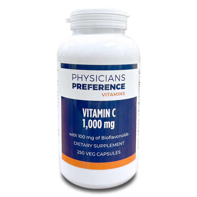 A bottle of vitamin c is shown.