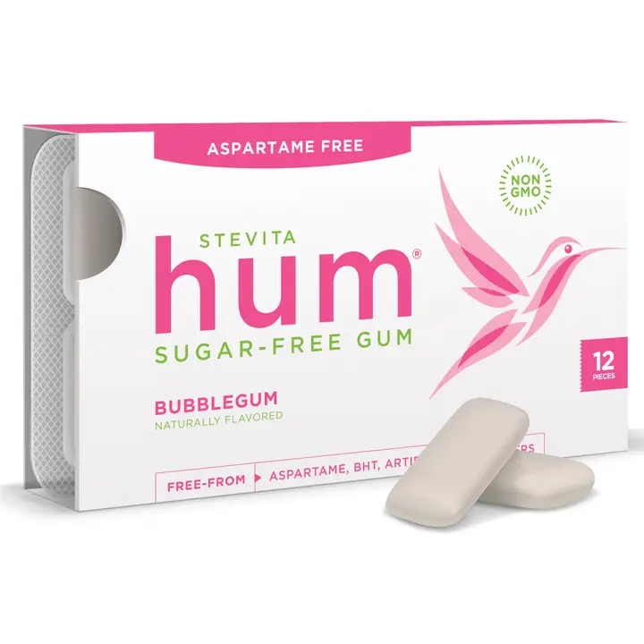 Hum Sugar-Free Gum - Natural Bubblegum Flavor - 12 Pieces - Front