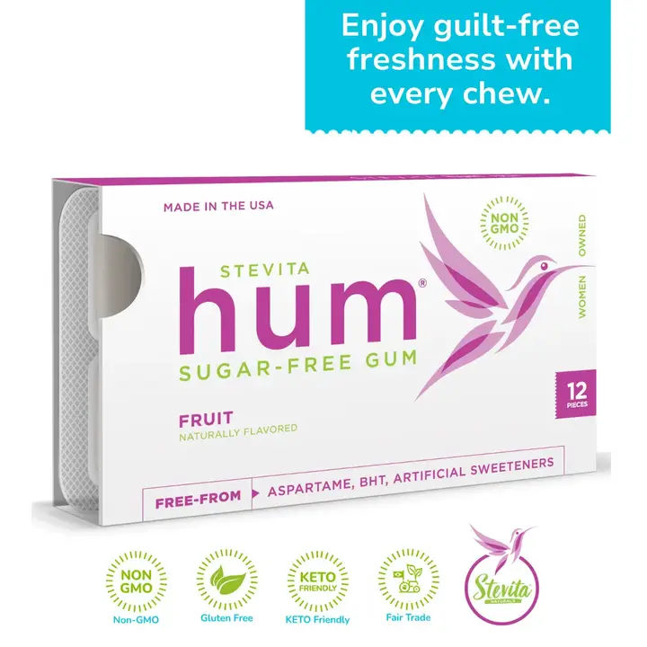Hum Sugar-Free Gum - Natural Fruit Flavor - 12 Pieces