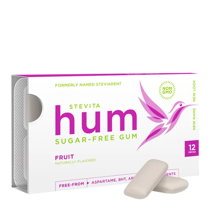 Hum Sugar-Free Gum - Natural Fruit Flavor - 12 Pieces - Front