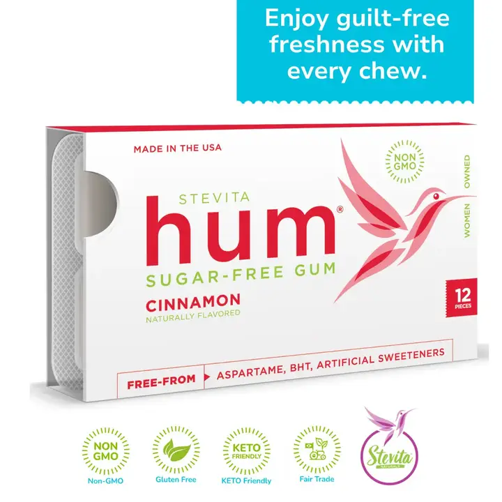 Hum Sugar-Free Gum - Natural Cinnamon Flavor - 12 Pieces