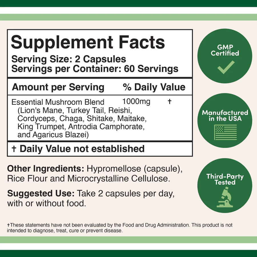 Mushroom Max 1000 mg 120 Capsules