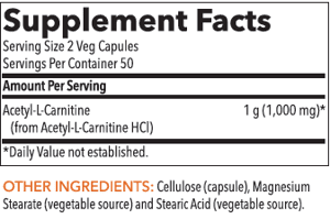 Acetyl L-Carnitine 500 mg 100 Capsules