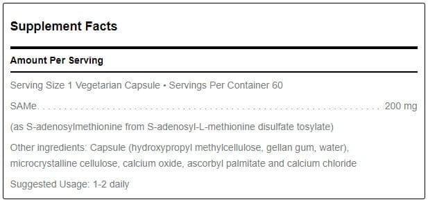 SAM-E 200 mg 60 Capsules